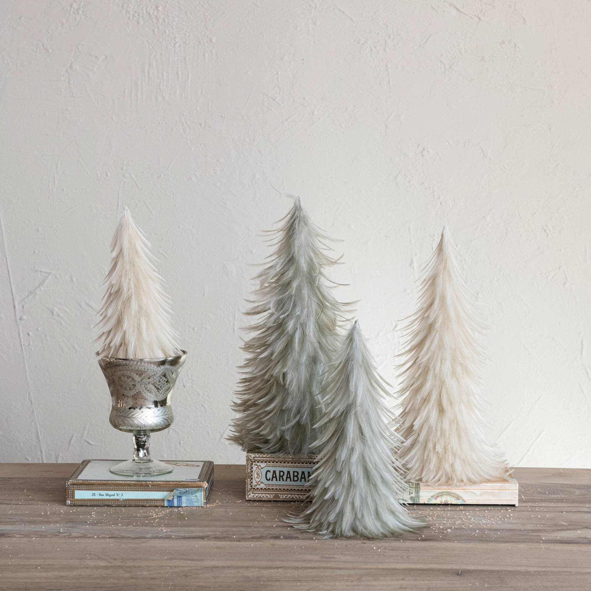 Hello Honey® Cream Decorative Feather Tree Set